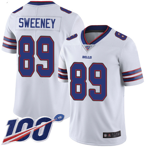 Men Buffalo Bills #89 Tommy Sweeney White Vapor Untouchable Limited Player 100th Season NFL Jersey